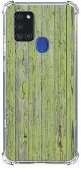 B2Ctelecom Telefoonhoesje met foto Samsung Galaxy A21s GSM Hoesje met doorzichtige rand Green Wood