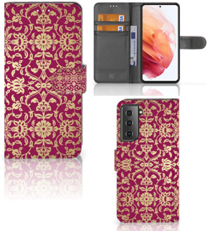 B2Ctelecom Telefoonhoesje met foto Samsung Galaxy S21 Bookcase Cadeautips Barok Pink