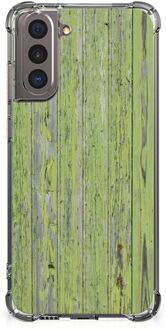 B2Ctelecom Telefoonhoesje met foto Samsung Galaxy S21 GSM Hoesje met doorzichtige rand Green Wood