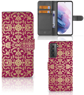 B2Ctelecom Telefoonhoesje met foto Samsung Galaxy S21 Plus Bookcase Cadeautips Barok Pink