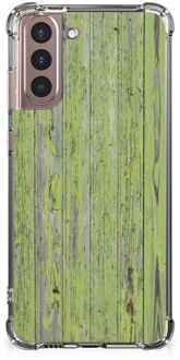 B2Ctelecom Telefoonhoesje met foto Samsung Galaxy S21 Plus GSM Hoesje met doorzichtige rand Green Wood