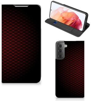 B2Ctelecom Telefoonhoesje met foto Samsung Galaxy S21 Smart Cover Geruit Rood