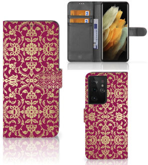 B2Ctelecom Telefoonhoesje met foto Samsung Galaxy S21 Ultra Bookcase Cadeautips Barok Pink