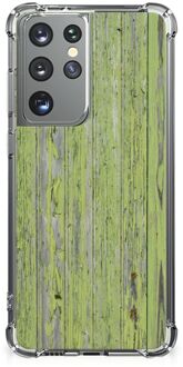 B2Ctelecom Telefoonhoesje met foto Samsung Galaxy S21 Ultra GSM Hoesje met doorzichtige rand Green Wood