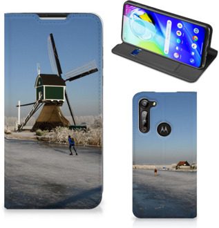 B2Ctelecom Telefoonhoesje met Logo Motorola Moto G8 Power Smartphone Hoesje Schaatsers