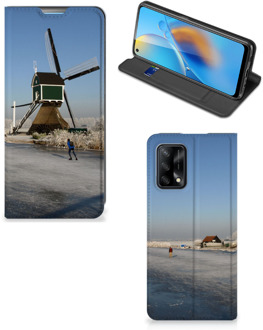 B2Ctelecom Telefoonhoesje met Logo OPPO A74 4G Smartphone Hoesje Schaatsers