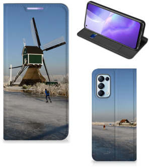 B2Ctelecom Telefoonhoesje met Logo OPPO Find X3 Lite Smartphone Hoesje Schaatsers