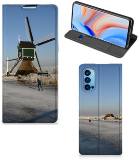 B2Ctelecom Telefoonhoesje met Logo OPPO Reno4 Pro 5G Smartphone Hoesje Schaatsers