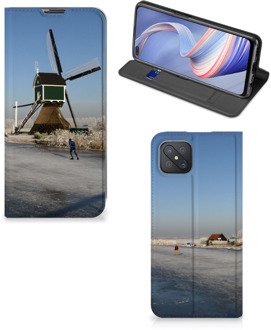 B2Ctelecom Telefoonhoesje met Logo OPPO Reno4 Z 5G Smartphone Hoesje Schaatsers