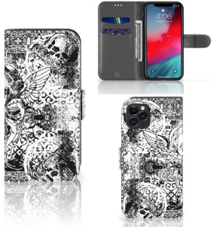 B2Ctelecom Telefoonhoesje met Naam Book Case iPhone 11 Pro Skulls Angel