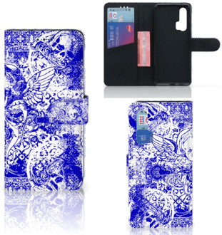 B2Ctelecom Telefoonhoesje met Naam Honor 20 Pro Angel Skull Blue