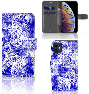 B2Ctelecom Telefoonhoesje met Naam iPhone 11 Angel Skull Blue