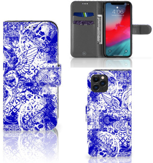 B2Ctelecom Telefoonhoesje met Naam iPhone 11 Pro Angel Skull Blue