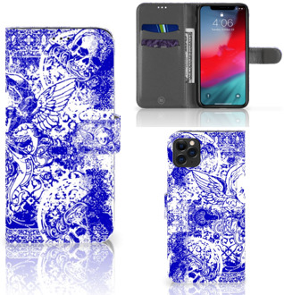 B2Ctelecom Telefoonhoesje met Naam iPhone 11 Pro Max Angel Skull Blue