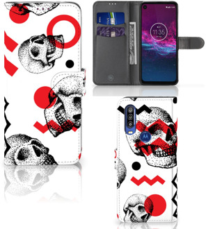 B2Ctelecom Telefoonhoesje met Naam Motorola One Action Skull Rood