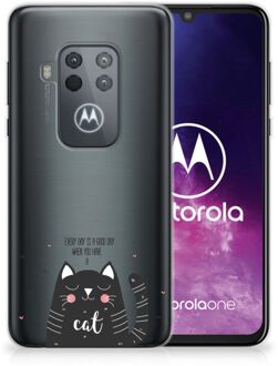 B2Ctelecom Telefoonhoesje met Naam Motorola One Zoom Cat Good Day