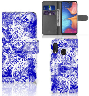 B2Ctelecom Telefoonhoesje met Naam Samsung Galaxy A20e Angel Skull Blue