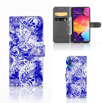 B2Ctelecom Telefoonhoesje met Naam Samsung Galaxy A50 Angel Skull Blue