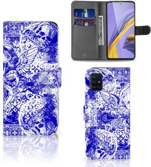 B2Ctelecom Telefoonhoesje met Naam Samsung Galaxy A51 Angel Skull Blue