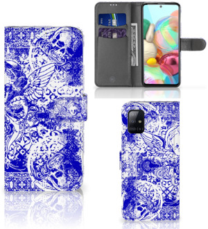 B2Ctelecom Telefoonhoesje met Naam Samsung Galaxy A71 Angel Skull Blue