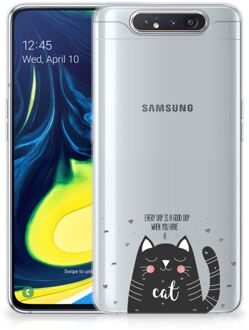 B2Ctelecom Telefoonhoesje met Naam Samsung Galaxy A80 Cat Good Day