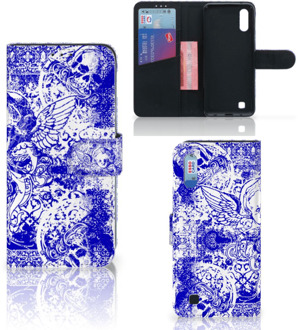 B2Ctelecom Telefoonhoesje met Naam Samsung Galaxy M10 Angel Skull Blue