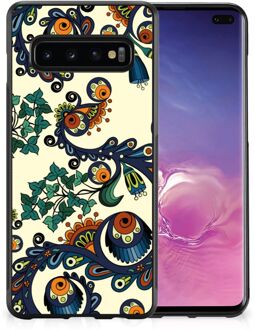 B2Ctelecom Telefoonhoesje met Naam Samsung Galaxy S10+ Hoesje maken met Zwarte rand Barok Flower