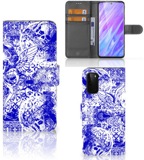 B2Ctelecom Telefoonhoesje met Naam Samsung Galaxy S20 Beste Cadeau Angel Skull Blue