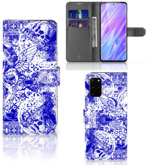 B2Ctelecom Telefoonhoesje met Naam Samsung Galaxy S20 Plus Angel Skull Blue