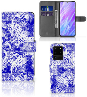 B2Ctelecom Telefoonhoesje met Naam Samsung Galaxy S20 Ultra Angel Skull Blue