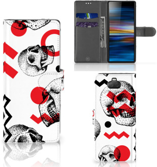 B2Ctelecom Telefoonhoesje met Naam Sony Xperia 10 Skull Rood