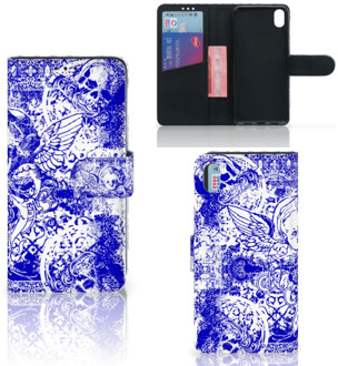 B2Ctelecom Telefoonhoesje met Naam Xiaomi Redmi 7A Angel Skull Blue