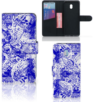 B2Ctelecom Telefoonhoesje met Naam Xiaomi Redmi 8A Angel Skull Blue