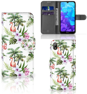 B2Ctelecom Telefoonhoesje met Pasjes Huawei Y5 (2019) Flamingo Palms