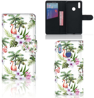 B2Ctelecom Telefoonhoesje met Pasjes Huawei Y7 (2019) Flamingo Palms