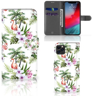 B2Ctelecom Telefoonhoesje met Pasjes iPhone 11 Pro Max Flamingo Palms