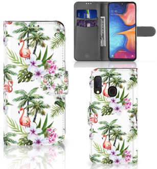 B2Ctelecom Telefoonhoesje met Pasjes Samsung Galaxy A20e Flamingo Palms