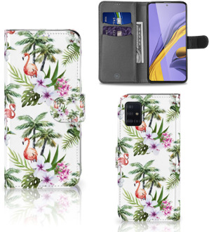 B2Ctelecom Telefoonhoesje met Pasjes Samsung Galaxy A51 Flamingo Palms