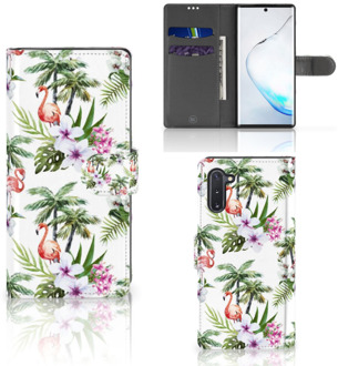 B2Ctelecom Telefoonhoesje met Pasjes Samsung Galaxy Note 10 Flamingo Palms