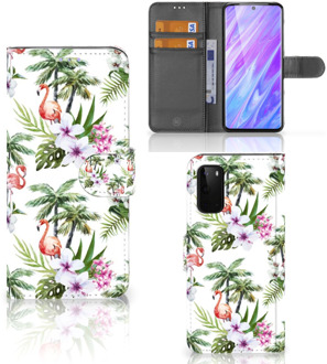 B2Ctelecom Telefoonhoesje met Pasjes Samsung Galaxy S20 Flamingo Palms