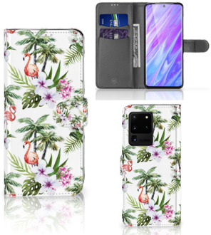 B2Ctelecom Telefoonhoesje met Pasjes Samsung Galaxy S20 Ultra Origineel Cadeau Flamingo Palms