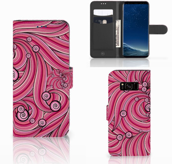 B2Ctelecom Telefoonhoesje met Pasjes Samsung Galaxy S8 Swirl Pink