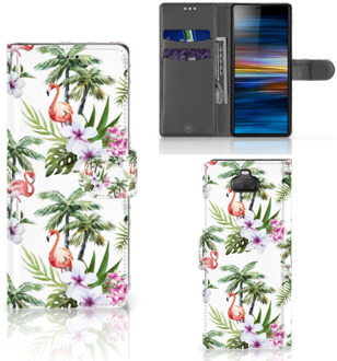 B2Ctelecom Telefoonhoesje met Pasjes Sony Xperia 10 Flamingo Palms