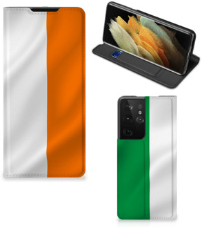 B2Ctelecom Telefoonhoesje met Pasjeshouder Samsung Galaxy S21 Ultra Smart Cover Ierse Vlag