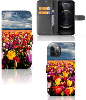 B2Ctelecom Telefoonhoesje met Tekst Apple iPhone 12 Pro Max Wallet Book Case Moederdag Cadeau Tulpen