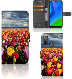 B2Ctelecom Telefoonhoesje met Tekst Huawei P Smart 2020 Wallet Book Case Moederdag Cadeau Tulpen