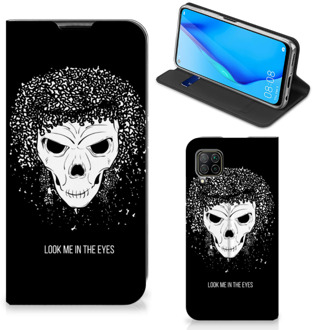 B2Ctelecom Telefoonhoesje met Tekst Huawei P40 Lite Bookstyle Case Skull Hair