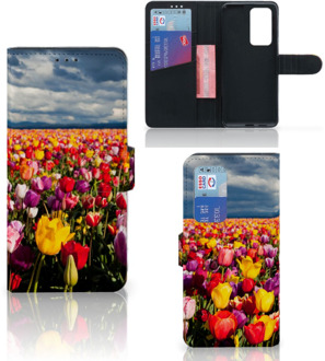 B2Ctelecom Telefoonhoesje met Tekst Huawei P40 Pro Wallet Book Case Moederdag Cadeau Tulpen