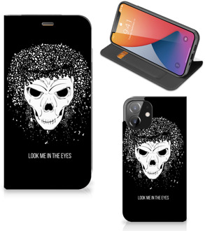 B2Ctelecom Telefoonhoesje met Tekst iPhone 12 | iPhone 12 Pro Bookstyle Case Skull Hair