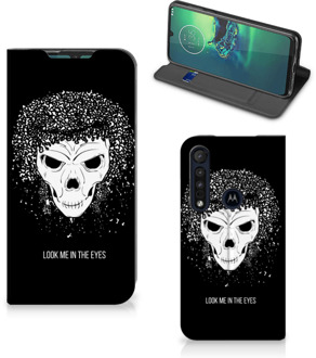 B2Ctelecom Telefoonhoesje met Tekst Motorola G8 Plus Bookstyle Case Skull Hair